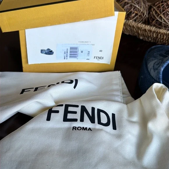 Fendi Blue denim sandals NWT size 40 - Picture 4 of 8